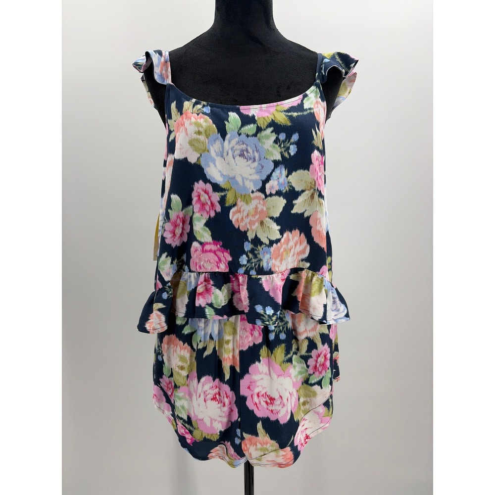 Maaji Womens Floral Pajama Set Navy Blue Ruffle Camisole Shorts PT1016ZSS508LG L